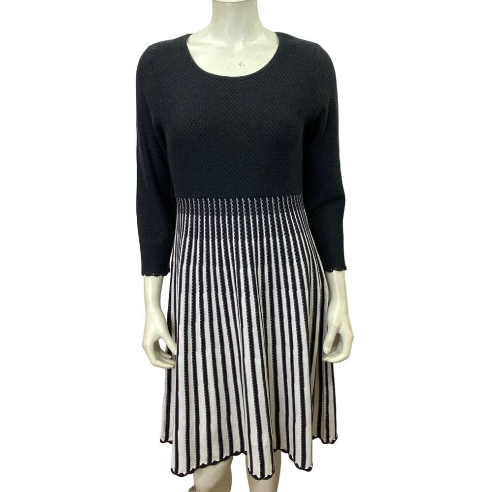 CALVIN KLEIN SCOOP NECK FIT & FLARE SWEATER DRESS MD